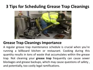 3 Tips for Scheduling Grease Trap Cleanings