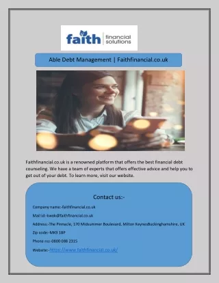 Able Debt Management | Faithfinancial.co.uk
