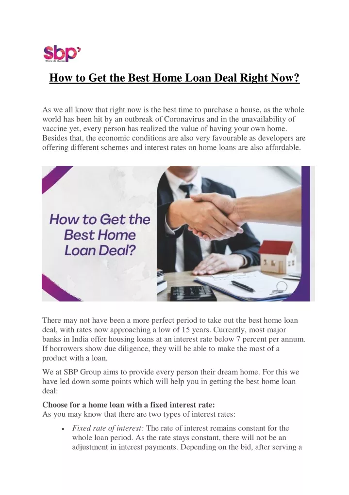 how to get the best home loan deal right now