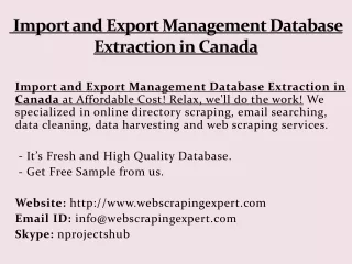 import and export management database extraction in canada