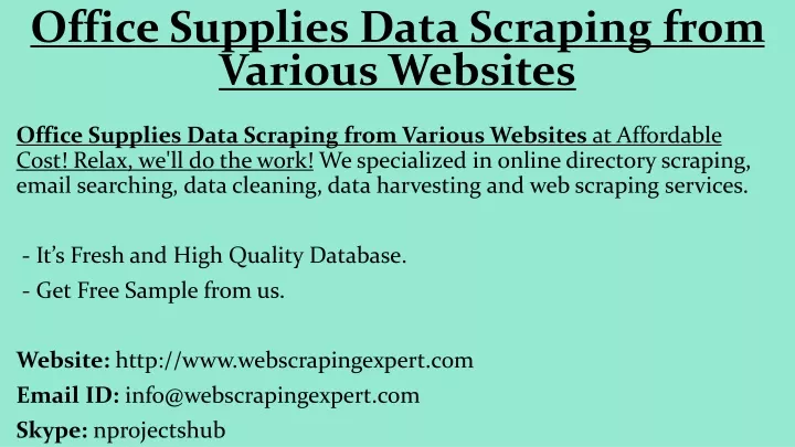 office supplies data scraping from various websites
