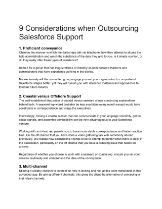 9 Considerations when Outsourcing Salesforce Support
