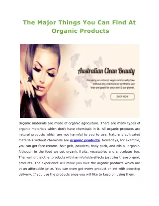The Major Things You Can Find At  Organic Products