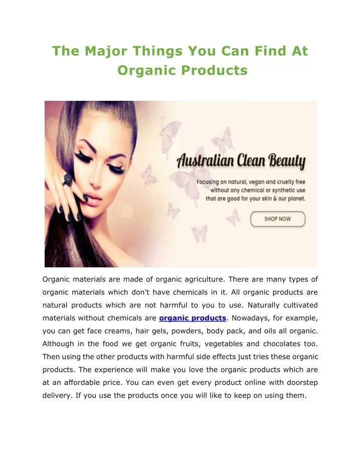 the major things you can find at organic products