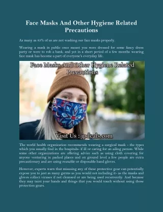Face Masks And Other Hygiene Related Precautions