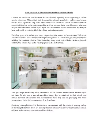 what you want to learn about white shaker kitchen