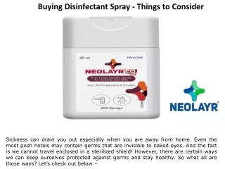 Buying Disinfectant Spray - Things to Consider