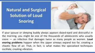 natural and surgical solution of loud snoring