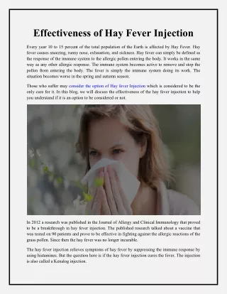 effectiveness of hay fever injection