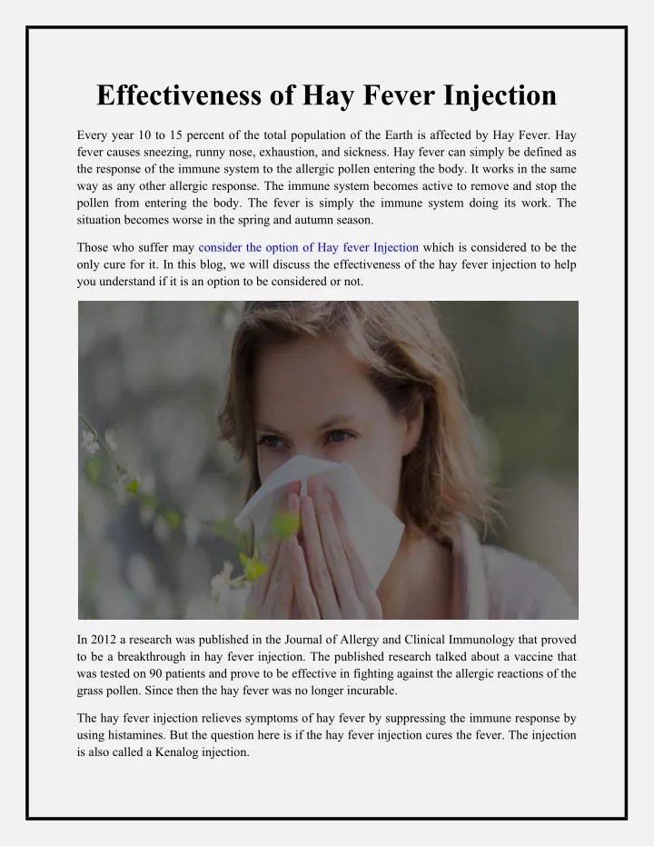 effectiveness of hay fever injection