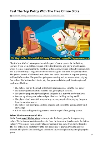 test the top policy with the free online slots