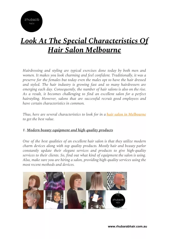 look at the special characteristics of hair salon
