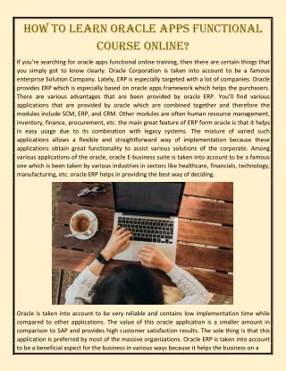 how to learn oracle apps functional course online