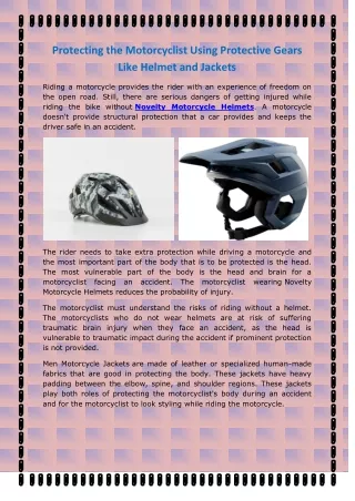 protecting the motorcyclist using protective