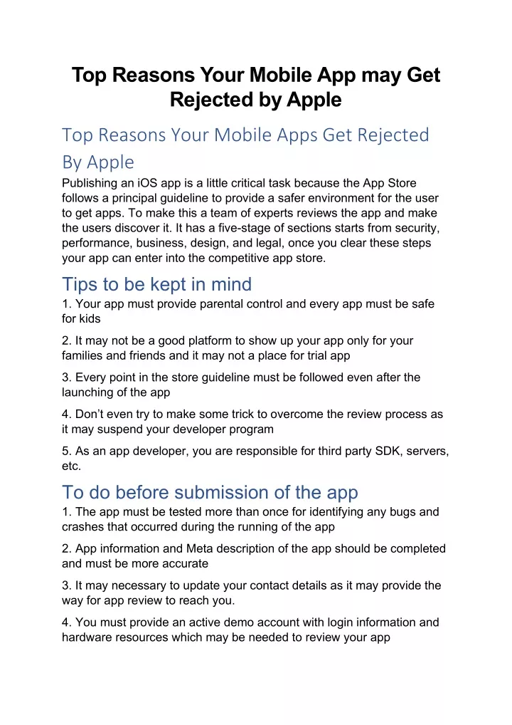 top reasons your mobile app may get rejected