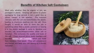 Benefits of Kitchen Salt Container