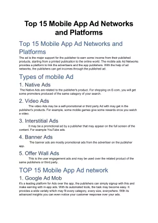 top 15 mobile app ad networks and platforms