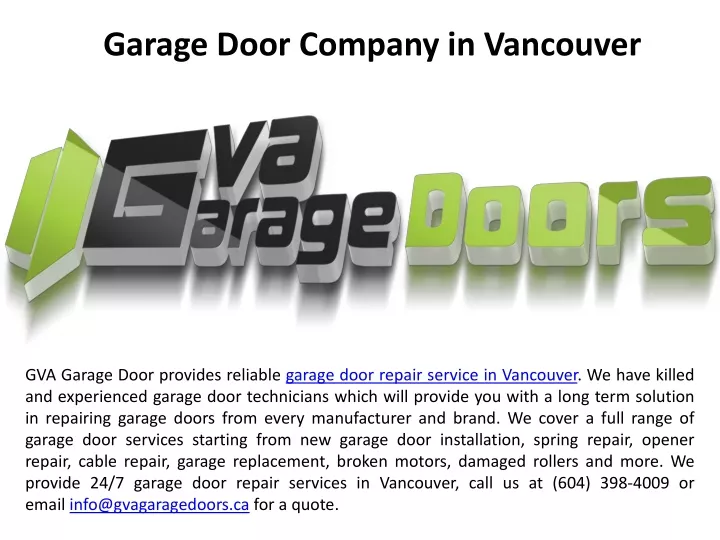 garage door company in vancouver