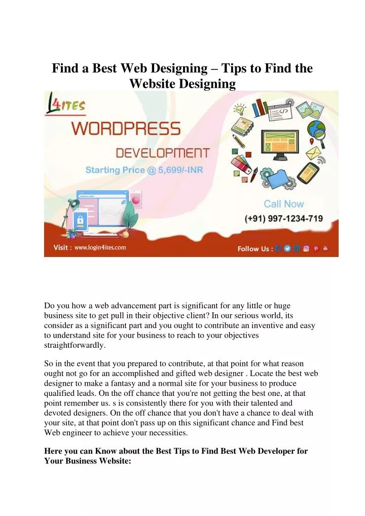 find a best web designing tips to find