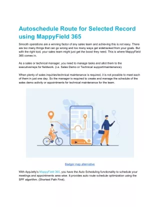 autoschedule route for selected record using