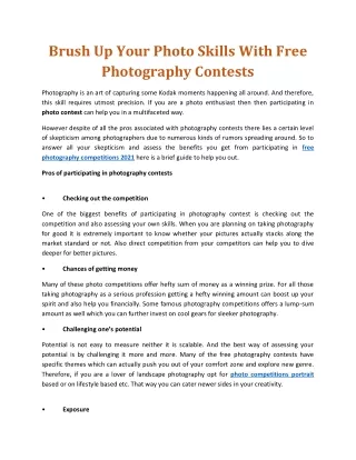 Brush Up Your Photo Skills With Free Photography Contests