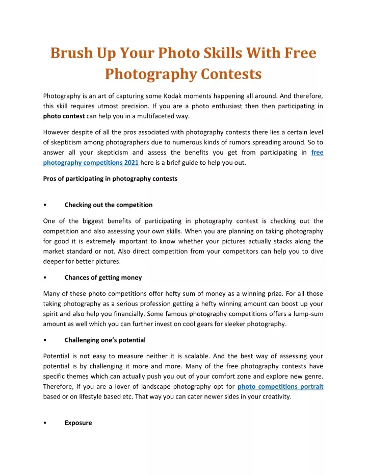 brush up your photo skills with free photography