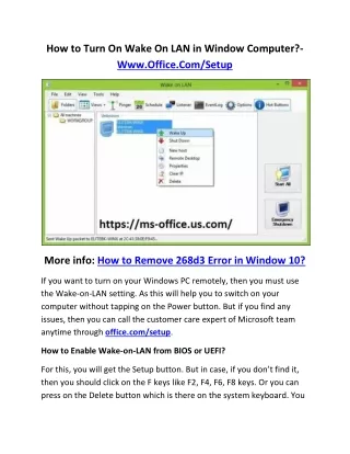 how to turn on wake on lan in window computer