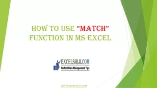 How to use “MATCH” function in MS Excel | ExcelSirJi