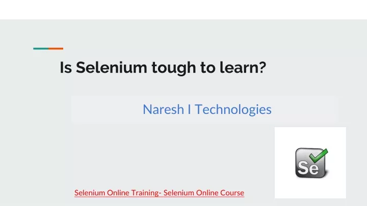is selenium tough to learn