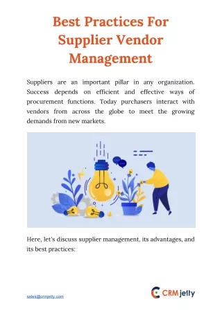 best practices for supplier vendor management