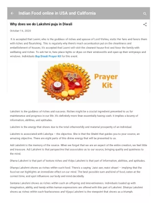 Why does we do Lakshmi puja in Diwali