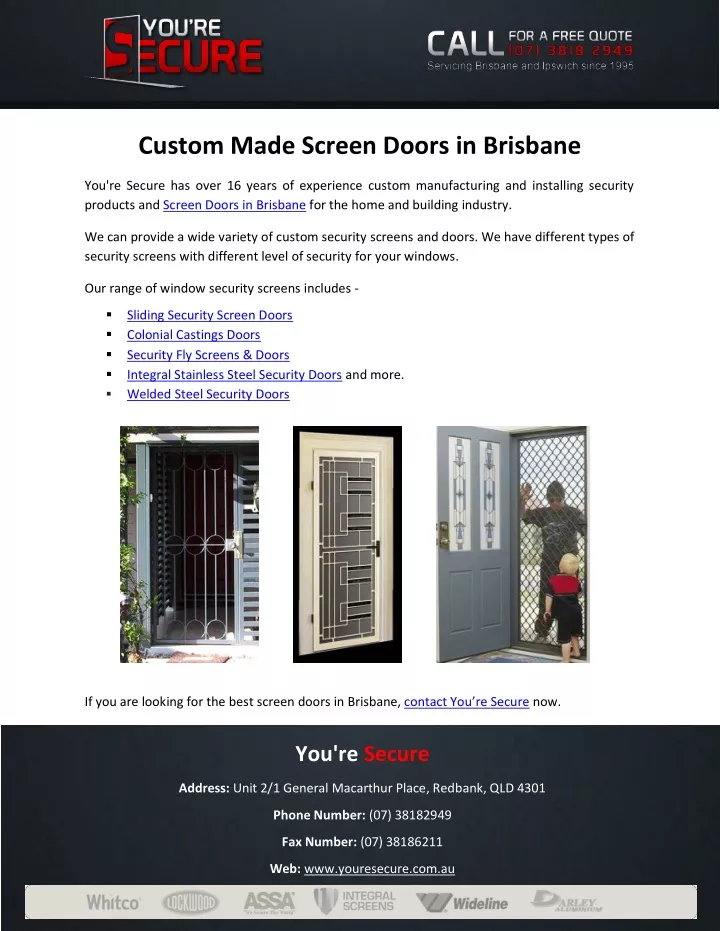 custom made screen doors in brisbane