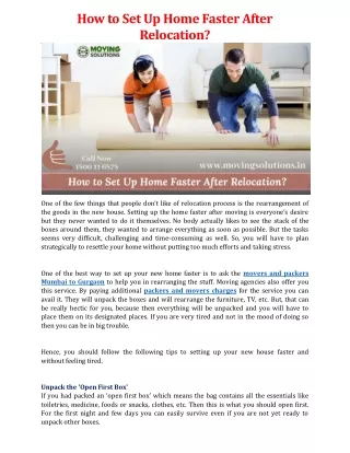 how to set up home faster after relocation