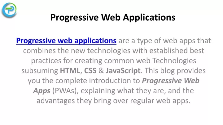 progressive web applications