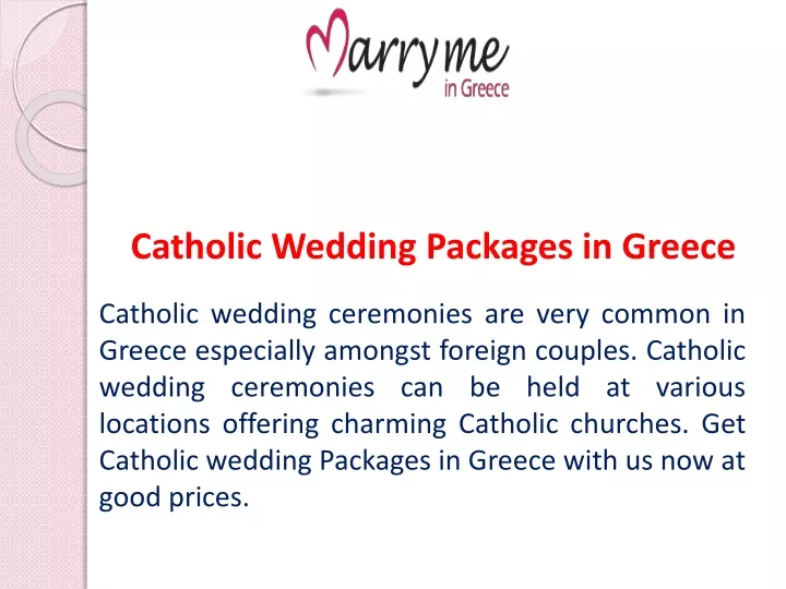 catholic wedding packages in greece