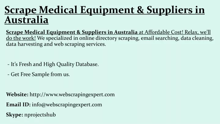 scrape medical equipment suppliers in australia