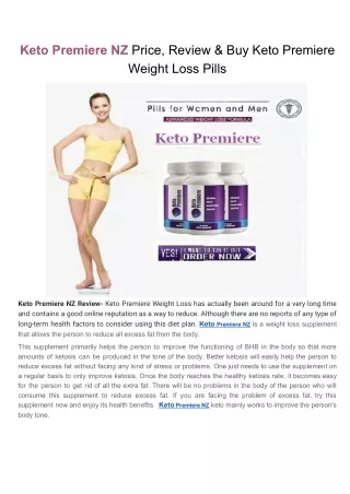 Keto Premiere NZ Price, Review & Buy Keto Premiere Weight Loss Pills