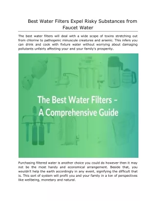 Best Water Filters Expel Risky Substances from Faucet Water