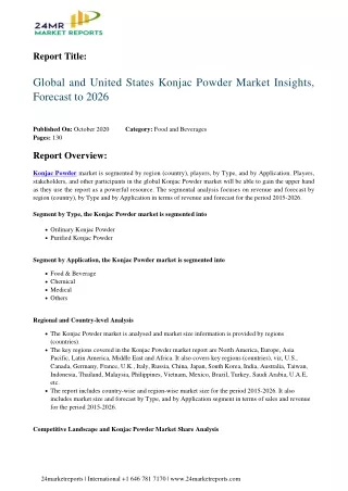Konjac Powder Market Insights, Forecast to 2026
