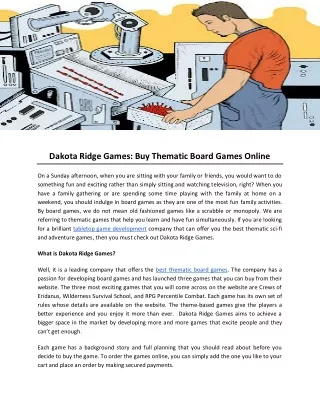 Dakota Ridge Games: Buy Thematic Board Games Online