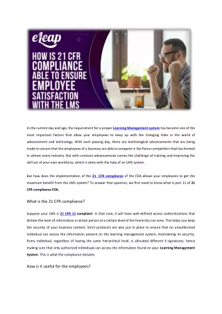 How is 21 CFR compliance able to ensure employee satisfaction with the LMS PDF