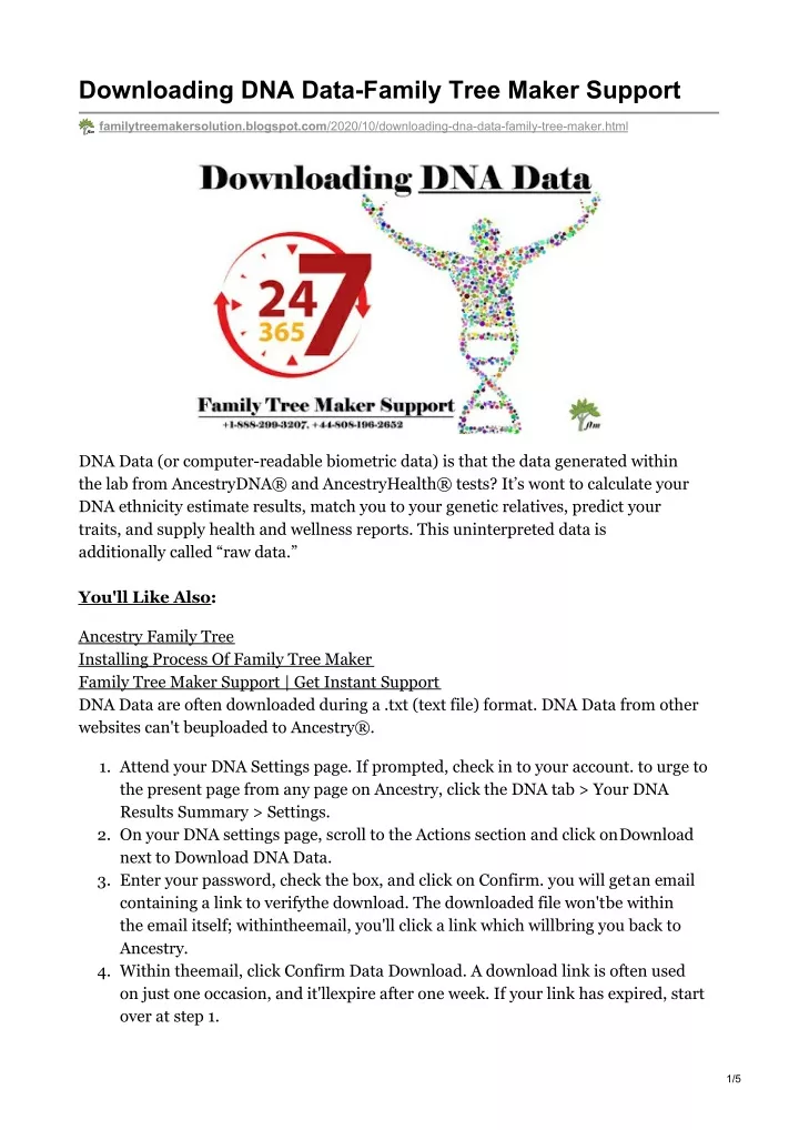 downloading dna data family tree maker support