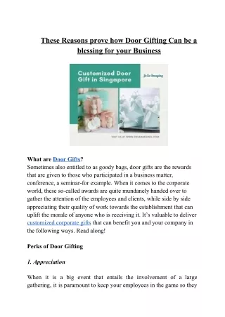 these reasons prove how door gifting