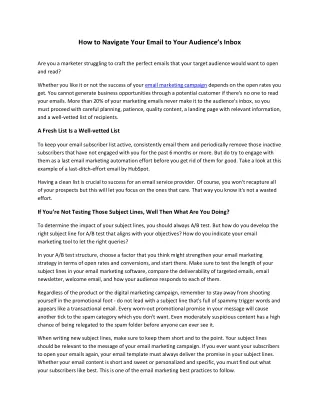 how to navigate your email to your audience