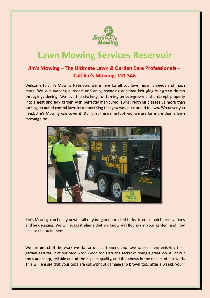 lawn mowing services reservoir