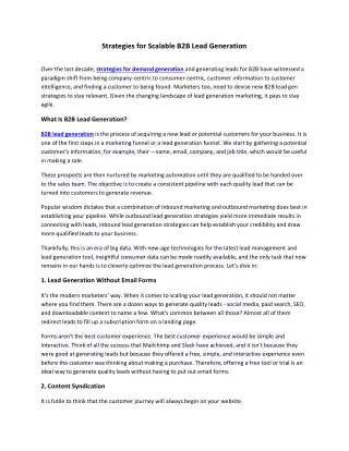 strategies for scalable b2b lead generation