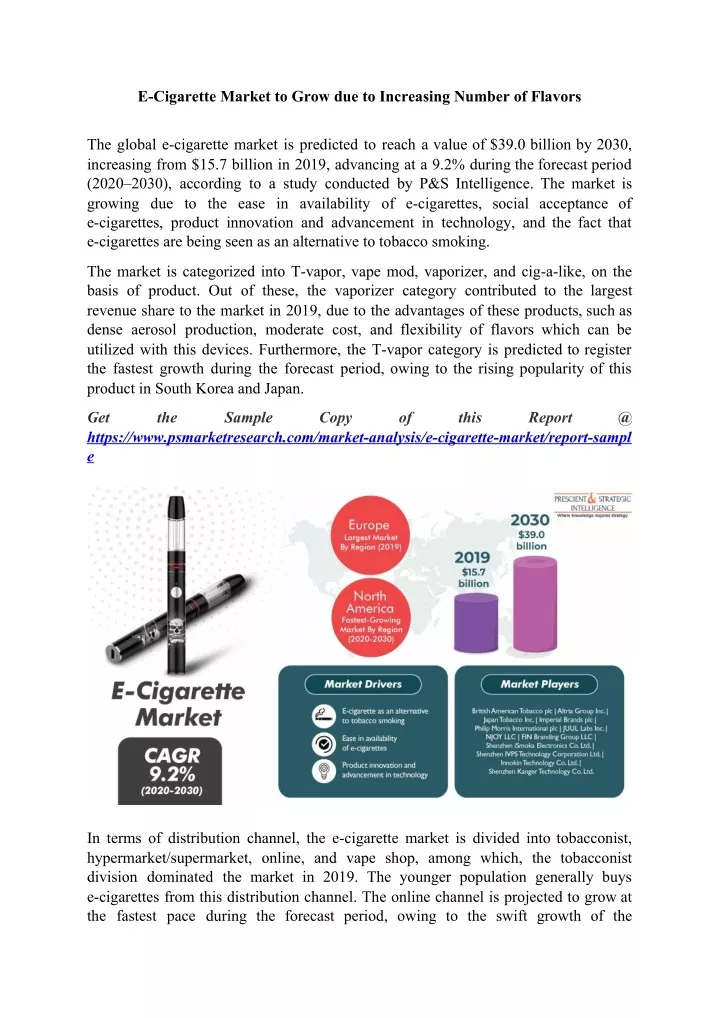 e cigarette market to grow due to increasing