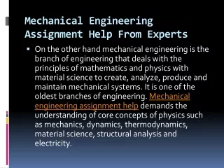 mechanical engineering assignment help from experts