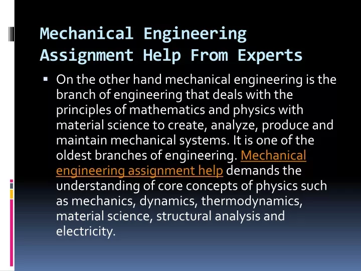 mechanical engineering assignment help from experts