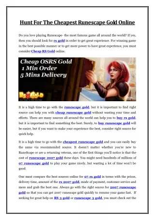 hunt for the cheapest runescape gold online